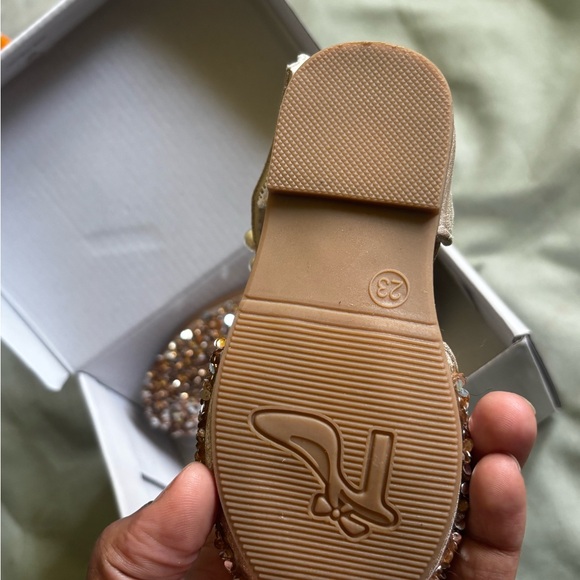 Forever Link Gold and Cream Dress Shoes with Rhinestones - Picture 3 of 3